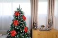Umelý kvet MagicHome Vianoce, Poinssetia, červená, stonka