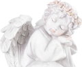 Dekorácia MagicHome, Sediaci anjel, LED, polyresin, na hrob, 15x15x14,5 cm, 6, náradie