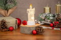 Sviečka MagicHome Vianoce, 3x LED, teplá biela, interiér, 5x13,5 cm 3 detail