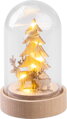 Vianočná dekorácia Stromček v kupole, LED, teplá biela, 9 cm