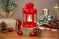 Lampáš MagicHome Vianoce, červený, s LED sviečkou, 12x15/20 cm, 2, náradie