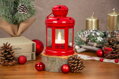 Lampáš MagicHome červený, LED sviečka, teplá biela, 12x15/20 cm