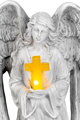 Dekorácia na hrob Anjel s krížom, LED, polyresin, solar, 23,5x19,5x30,5 cm