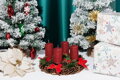 Adventné sviečky MagicHome, 4,8×8 cm, červené, trblietavé, sada 4 ks