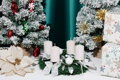 Adventné sviečky MagicHome, 4,8×8 cm, biele, trblietavé, sada 4 ks