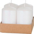 Adventné sviečky MagicHome, 4,8×8 cm, biele, trblietavé, sada 4 ks