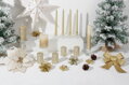 Adventné sviečky MagicHome, 4,8×8 cm, šampanské, trblietavé, sada 4 ks
