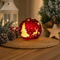 Guľa MagicHome Vianoce, sklo, červená, 10xLED teplá biela, 12x11 cm, 3xAA