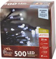 Reťaz MagicHome Vianoce, časovač, 500xLED, studená biela, 10 funkcií, 25 m, IP44