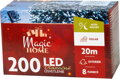 Reťaz MagicHome Vianoce, 200xLED, mix farieb, 8 funkcií, solárne napájanie, 20 m, IP44