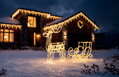 Dekorácia MagicHome Vianoce, Jeleň so saňami, 160xLED teplá biela, IP44, 24/41 cm