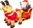 Dekorácia MagicHome Vianoce, Santa na saniach, 7xLED teplá biela, IP44, L-220 cm