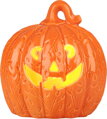 Dekorácia MagicHome Nature, tekvica LED, porcelánová, oranžová, 10,2x12,8x13,8 cm