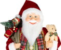 Dekorácia MagicHome Vianoce, Santa, s darčekom a medveďom, červený, 46 cm