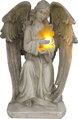 Dekorácia MagicHome, Anjel s krížom, LED, polyresin, na hrob, 23,5x19,5x30,5 cm 1 detail