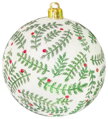Vianočné gule na stromček 6 ks, biele s ornamentom, matné, s dekoráciou, 8 cm 1 detail