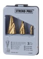 Sada vrtákov STREND PRO SS422, 4-12, 4-20, 4-32 mm, TiN, HSS 4241, stupňovité, špirálové 1 detail