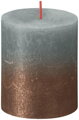 Vianočná sviečka Bolsius Rustic, Sunset Eucalyptus Green+Copper, 80/68 mm