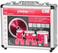 Sada vyrezávačov Strend Pro Premium, 6-8-10-20-35-50-68 mm, adaptér, zväčšovač dier, kotúč, M14, diamant, korunky, professional 2 detail