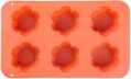 Forma na pečenie, na 6 muffinov, silikón, vzor kvet, červená, 28,6x17,2cm, 2, náradie