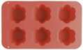 Forma na pečenie, na 6 muffinov, silikón, vzor kvet, červená, 28,6x17,2cm, 1, náradie