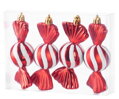 Ozdoba MagicHome Vianoce, sada, 4 ks, 11,5 cm, cukríky, červené, na vianočný stromček, 2, náradie