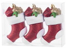 Ozdoba MagicHome Vianoce, sada, 3 ks, 11 cm, ponožky, červené, na vianočný stromček, 1 jutro.sk