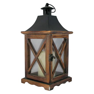 Lampáš Nicehome WL8834, 16x16x35 cm, LED, 3xAAA, drevo