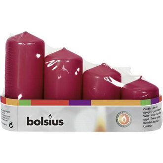 Sviečky bolsius Pillar Advent, bordové, 48 mm 60/80/100/120 mm, bal. 4 ks