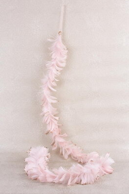 Girlanda MagicHome Vianoce, ružová, páperová, 3x150 cm