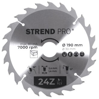 Kotúč Strend Pro TCT 190x2.4x30/20 mm 24T, na drevo, pílový, SK plátkami