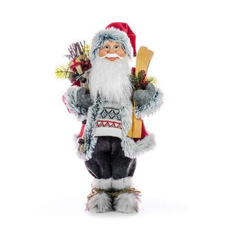 Dekorácia MagicHome, Santa s lyžami a drevom, 61 cm