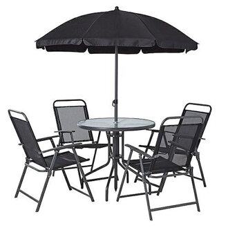 ST Leisure Equipment Záhradný set LETICIA GREY, stôl 85x71 cm, 4x stolička 74x53x91 cm, dáždnik 180 cm
