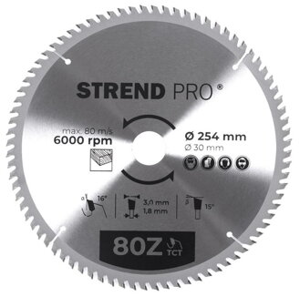 Kotúč Strend Pro TCT 254x3.0x30/20 mm 80T, na drevo, pílový, SK plátkami