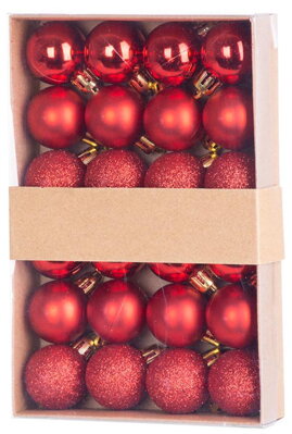 Gule MagicHome Vianoce, 24 ks, sada, červené, na vianočný stromček, 3 cm