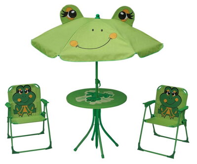 ST Leisure Equipment Set LEQ MELISENDA Rana, žaba, slnečník 105 cm, stôl 50 cm, 2 stoličky