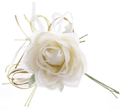 Kvet ruža, krémová, stonka, bal. 6 ks