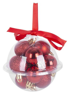Gule MagicHome Vianoce, 12 ks, 3 cm, červené, na vianočný stromček