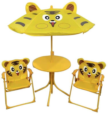 ST Leisure Equipment MELISENDA Tigre, tiger, slnečník 105 cm, stôl 50 cm, 2 stoličky, detský