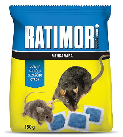 Návnada na myši a potkany RATIMOR Brodifacoum fresh bait – 150 g