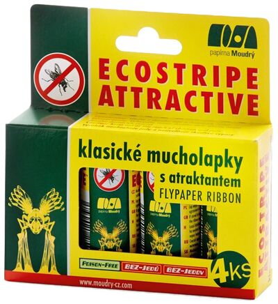 Mucholapka Ecostripe – obojstranná lepová pasca, 4 ks