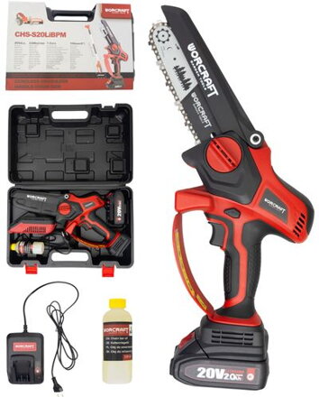Píla Worcraft CHS-S20LiBPM ShareSYS, 20V Li-Ion, ručná, mini reťazová, bezuhlíková, lišta 15 cm, SET v kufri