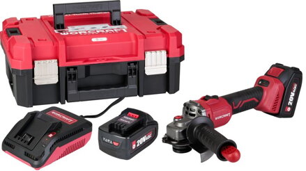 Set Worcraft XCUBE003 Toolbox, brúska 125mm,  2x 4.0 Ah akumulátor, 1x nabíjačka, uhlová