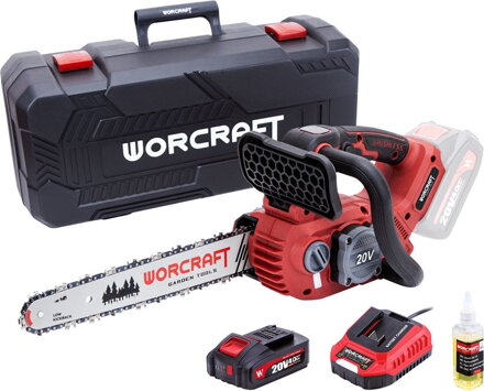 Píla Worcraft CGC-S20LiBAM, bezuhliková, reťazová, 20V Li-ion, 75ml nádrž na olej, 12" reťaz, SET v kufri
