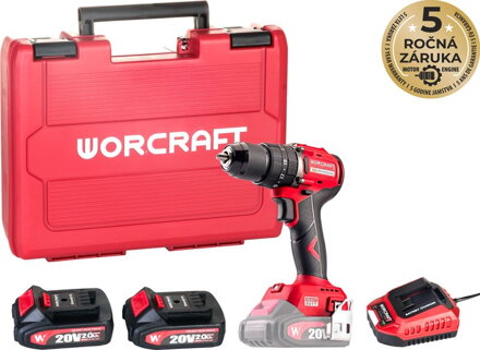 Skrutkovač Worcraft CHD-S20LiBCM ShareSYS, 20V, 2x Li-ion 2 Ah, 1x nabíjačka, bezuhlíkový, SET