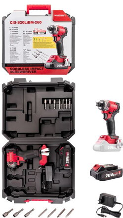 Rázový uťahovák Worcraft CIS-S20LiBM-260 ShareSYS, 20V Li-Ion, bezuhlíkový, SET