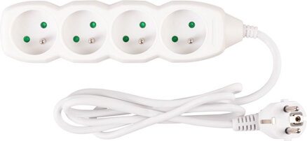 Predlžovací kábel DG-F804B 1,5 m, biely, 4 zásuvky