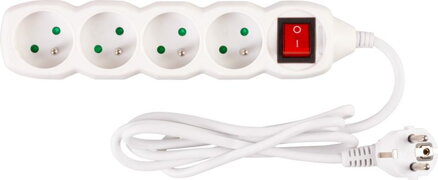 Predlžovací kábel DG-F804BK 1,5 m, biely, 4 zásuvky + vypínač