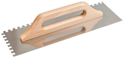 Hladítko Strend Pro Premium, s drev. rúčkou, 270x130 mm, 0,7 mm, e06mm, rovné, nerez