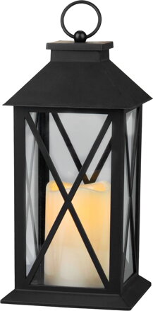 Lampáš LED teplá biela, 3xAAA, plast, časovač, čierny, 14x14x32.2 cm, pohyblivý plameň